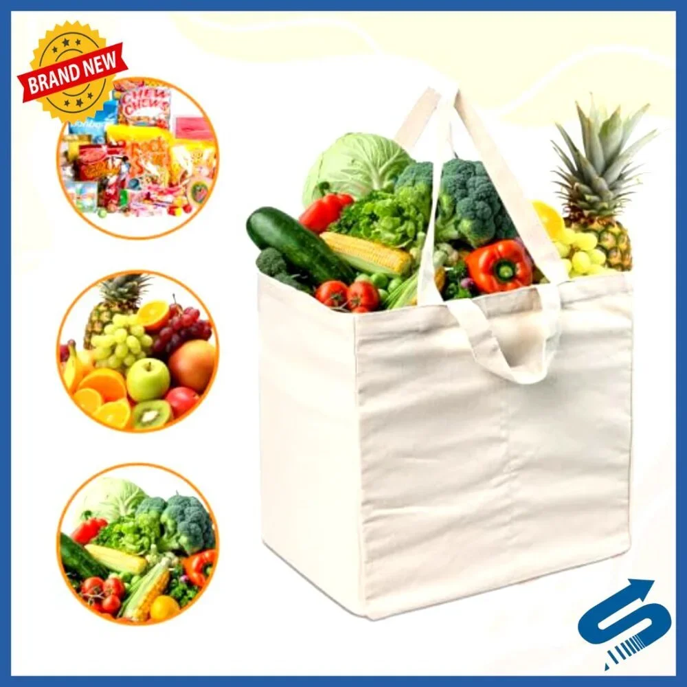 Canvas Reusable Grocery Totes Foldable Washable Eco-Friendly Shopping Bags